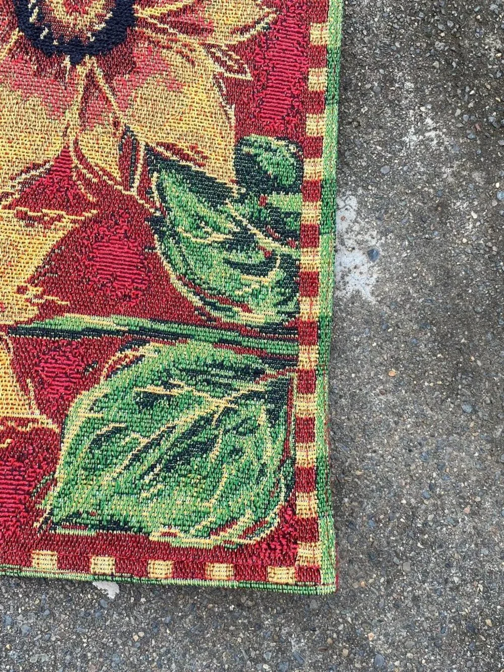 Vintage Sunflower Tapestry Autumn Fall Thanksgiving Burgundy Table Runner
